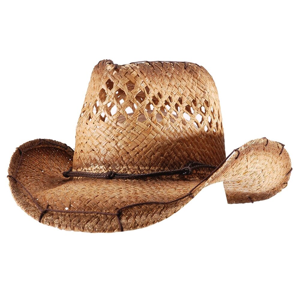 3486 Straw Cowboy Cowgirl Hats Summer Beach Sun Hat Panama Woven Straw Hat